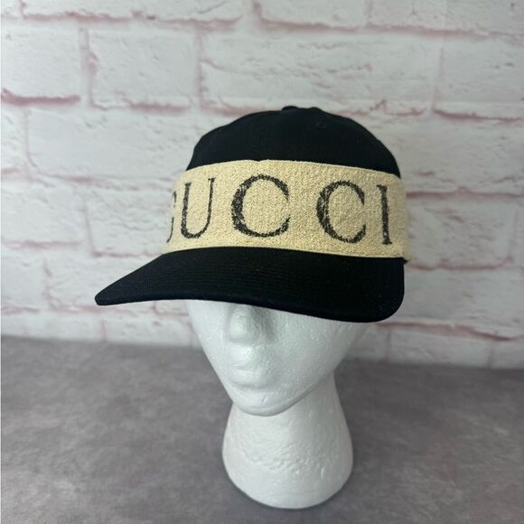 Gucci Terry Band Logo Print Baseball Cap Hat Large - Picture 1 of 13